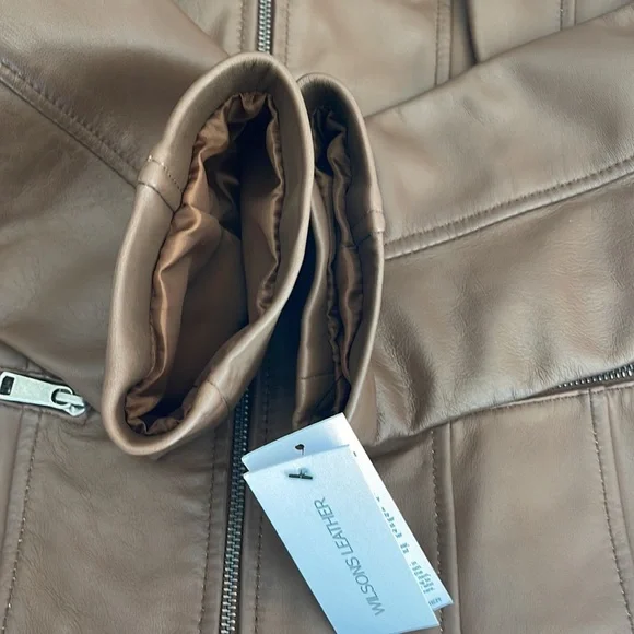 NWT Brown camel color Wilson leather jacket Size L. - Picture 8 of 11